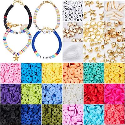 China Polymer Clay Beads Soft Pottery Pieces Jewelry Findings Fashionable Soft Pottery Clay Beads DIY Flat Round Jewelry Set Soft Ceramic Beads for sale