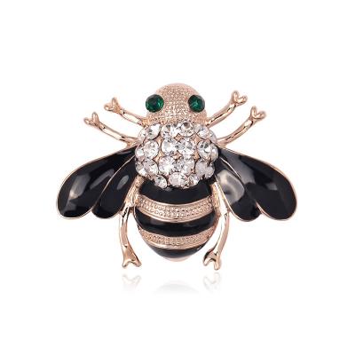 China New Little Bee Brooch Pin Zinc Alloy Cute Personality Rhinestone Animal Women Brooch For Collar Pin for sale