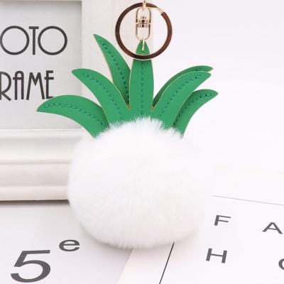 China Soft Cute Cartoon Plush Pompom Fur Key Chain Promotion Furball Fluffy Balls Bag Key Chain Pom Pom Keychain Fruit Shape Fur Keychain Accessory for sale