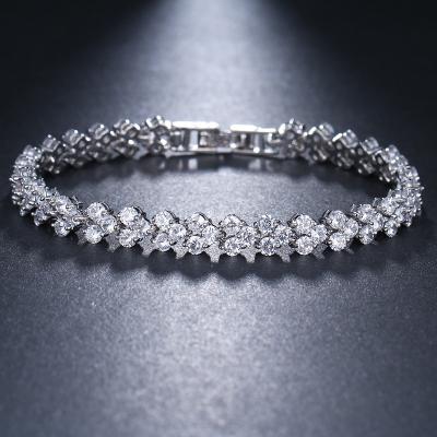 China FASHIONABLE Royal Stone CZ Wedding Necklace Earrings Bracelet Jewelry Sets Bridal Wedding Dress Accessories Bride Jewelry Set for sale