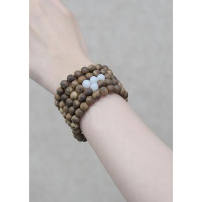 China 108 Round Beads Blessing Agarwood Bracelet With Jade Matching for sale