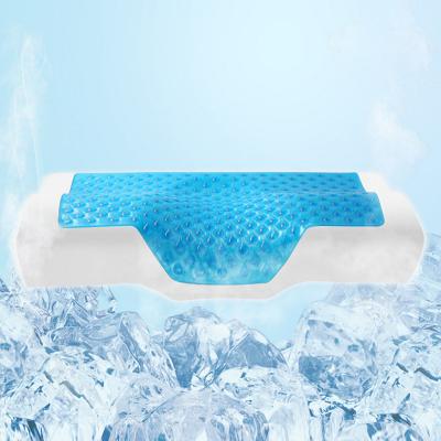 China Anti-Apnea Cooling Blue Summer Cotton Cushion Gel Memory Foam Pillow for sale