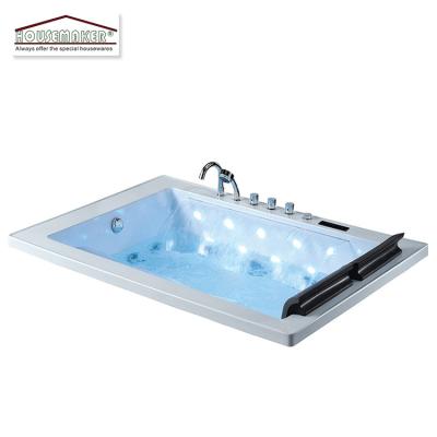 China Eco-friendly Material Acrylic Bathtub Drop In 2 Person Whirlpool Waterfall Massage Spa Tub With Led Light for sale