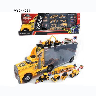 China Toy Alloy Transporter Diecast Vehicle Diecast Sliding Construction Truck Model Toy With Toy Cars for sale