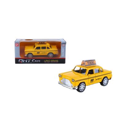 China Diecast Toy 1:32 Pull Back Die Cast Yellow Toy Taxi Car W/light And Music for sale