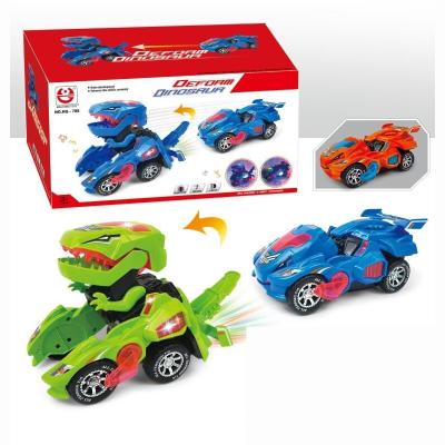 China Dinosaur Transformation Cars With LED Light Music Deformation Auto Universal Dino Car Toy 22*10.5*17cm for sale