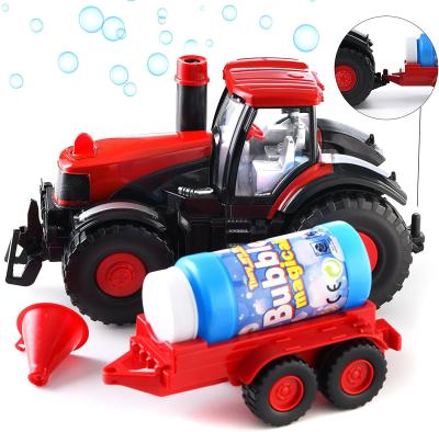 China Plastic Bump And Go Bubble Farm Tractor Truck Bubble Machine Blowing Toys With Lights & Sounds For Kids for sale