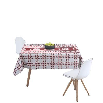 China Customized Christmas Printed Red Style Coffee Table Waterproof Cotton Canvas Cloth Tablecloth Waterproof Table Cloth for sale