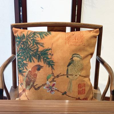 China Custom Anti-Static Hoopoe Print Pattern Cushions Cotton And Linen Adornment Tile For Sofa And Chair for sale