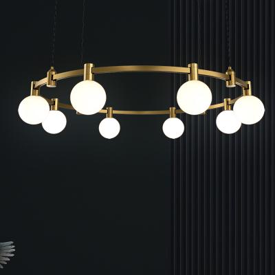 China Luxury brass hotel chandelier gold brass acrylic glass led modern home light kronleuchter for sale