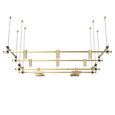 China Nordic Gold Brass Designer Brass Pendant Light Luxury Design Living Room High Ceilings DIY Led Modern Chandelier for sale