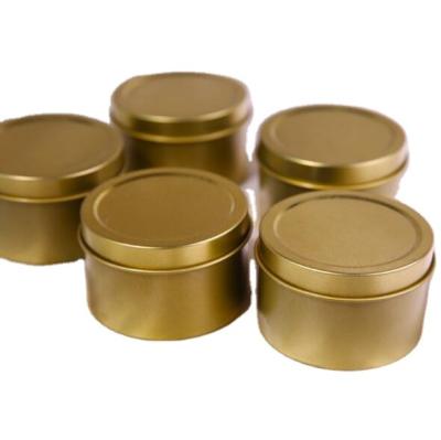 China Household Products Brilliant Quality Customized Scented Candle Copper Tins Gold Tin Box With Debossed Lid for sale