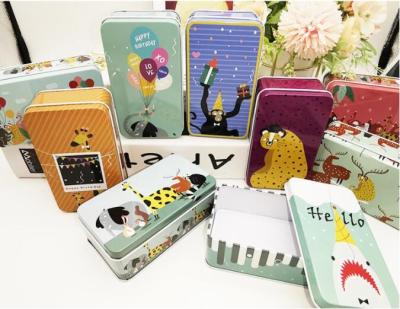 China Custom Cookie Tin Cans Flower Post Card Tin Box Stationery Metal Can Supplier for sale