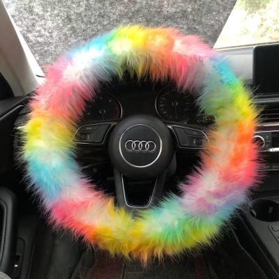 China Durable Universal Steering Wheel Plush Car Winter Fur Hand Brake Gear Cover Set Car Accessories Steering Wheel Covers for sale