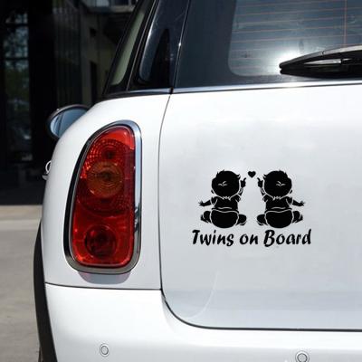 China Durable 3D Car Sticker Twins Baby On Board Reflective Automobiles Motorcycles Accessories Exterior Vinyl Decals for sale