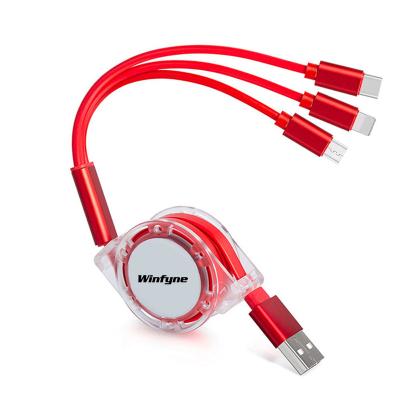 China Custom Logo Universal Retractable Retractable Extended 3 in 1 3in1 Multi USB Charger Multi Charging Cable for sale