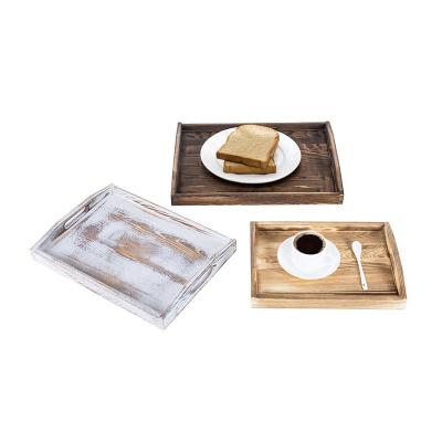 China Africa Wholesale Custom Food Serving Platter Wooden Tray Square With Outcome Hot Selling European Style Easy Hand for sale