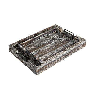 China Africa Custom Rustic Wood Serving Tray, Decorative Antique Wooden Serving Trays for Coffee, Tea, Ottoman Table Decor Accessories for sale