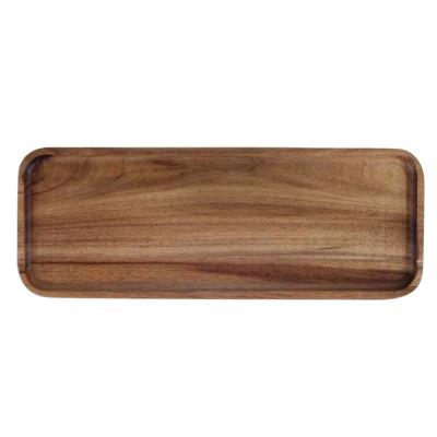 China Africa Wholesale Customized Natural Acacia Wooden Serving Tray With Raised Edge For Bread for sale