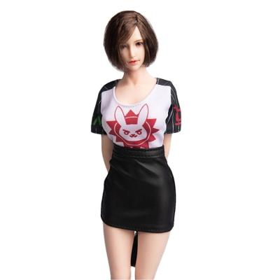 China Black Red Leather Soft Sexy Women PU Pencil Bodycon Short Skirt Doll Clothes for sale