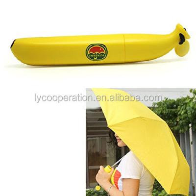 China Polyester Fruit Shaped Design 3 Fold Yellow Unbrella Banana Shape Umbrella for sale