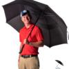 China Contemporary Golf Umbrella Design OEM Rpet Double Layers Vent Strong Logo Windproof Custom Golf Umbrella for sale