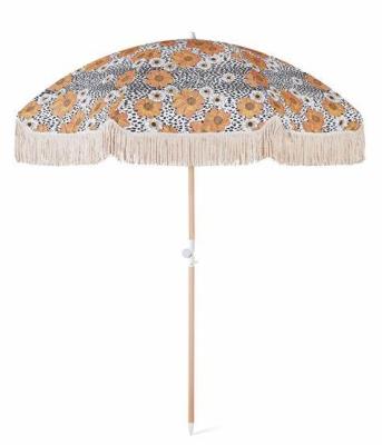 China Morden Luxury Manufacturing Companies for Yellow Lace Umbrella - Large Parasol 2m*8ribs Macrame Tassel Fringe Outdoor Beach Umbrella for sale