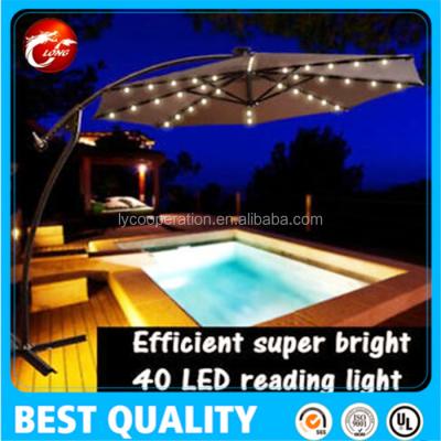 China 190T Nylon Fabric Solar Garden Led Lamp Umbrella , Sunshade Lighting Solar Cantilever Umbrella for sale