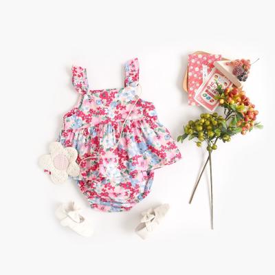 China Two-Piece Set Baby Girl's Suit Cotton Clothes Soft CIA Girl's Newborn Sling Cotton Baby Clothes In Summer Korean Floral for sale