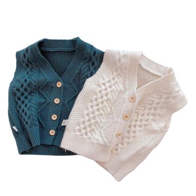 China Casual kid's vest knitted clothes for 2021 autumn/winter trend baby boys&girls sweater vest cardigan cotton yarn baby knitted clothes for sale