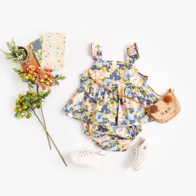 China Sweet summer baby suit ins fresh floral girls throw suit two-piece cotton baby summer newborn clothing for sale