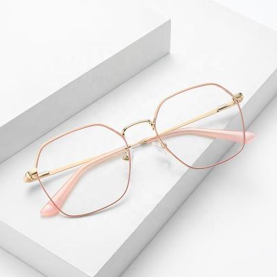 China European American trend of 2021 new decoration polygon customized glass women OEM optical frames eyewear for sale