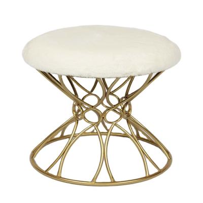 China Removable Cover Stool Velvet Upholstered With Gold Plating Base Stool Stool With Metal Leg for sale