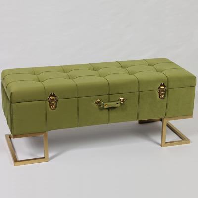 China New Design Storage Velvet Living Room Stool Seat Long With Storage Bedroom Velvet Bench for sale