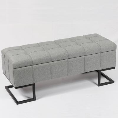 China RETRO VELVET/WOODEN ANTIQUE GRAY VINTAGE STORAGE NEST LIVING ROOM SOFA BENCH for sale