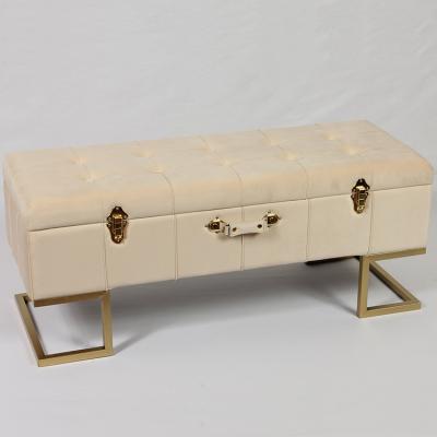 China Luxury Modern Design Storage Stool Stool With Wooden Legs For Dressing Table for sale