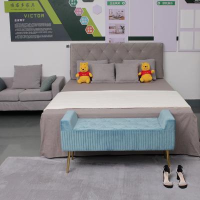 China Decoration Bedroom Velvet Fabric Bed End Stool Bench Without Storage for sale