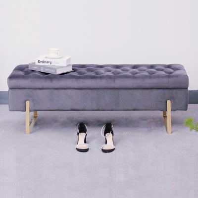 China Bench Foldable Classic Fabric Storage Velvet Tufted Stool For Living Room Decoration Sofa For Sale for sale