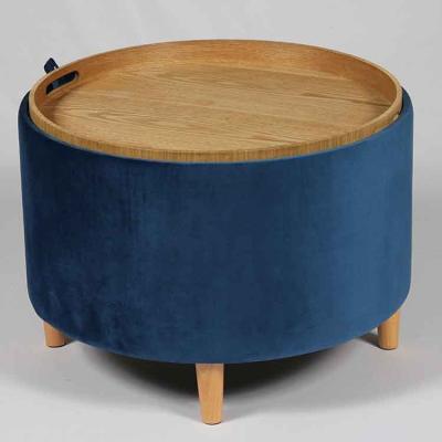 China New modern style upholstered storage chair stool folding blue tray in fabric foldable velvet box cube stool for sale