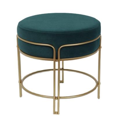 China Removable cover living room velvet multifunctional short stool for wholesales with stainless steel gold low stool for sale