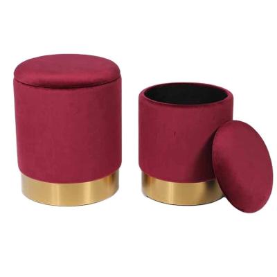 China Removable Round Gold Colorful Upholstery Fabric Cover Stool Velvet Wedding Club Event Low Stool for sale