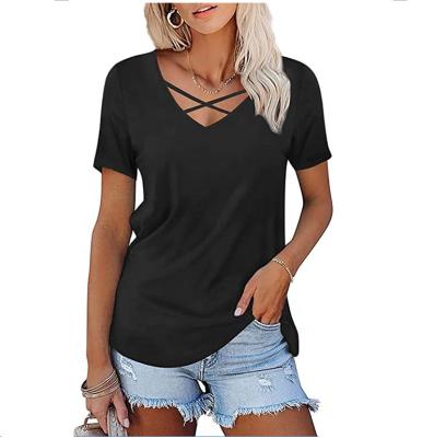 China Hot Sale QUICK DRY Summer Women's Casual V-Neck Sleeve Tunic Short Comfort Blouse Shirts for sale