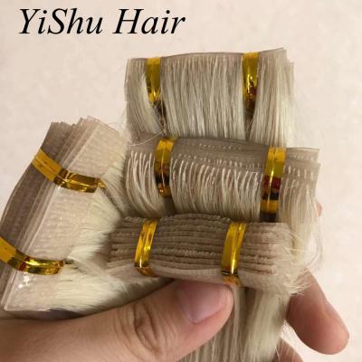 China Silky Straight Wave Skin Weft Tape In Hair Extension Handtied Hair Double Suction Thick Hair End for sale