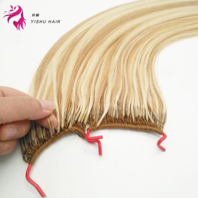 China 100% Original Virgin Hair One Cotton Korea Yarn Two Hair Extension Cuticle Aligned One Knotted Twins Ombre/Piano Hair Extension With Two Tips for sale