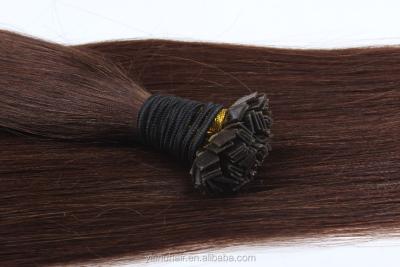 China 100%human Silky Straight Wave Hair Wig Bangkok , Flat I Type Hair Extension Human , Sunlight Brown Flat Hair for sale