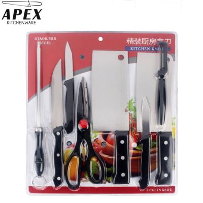 China Sustainable 8 Piece Stainless Steel Knife Set With Cleaver Chef Knife Scissor Sharpener for sale