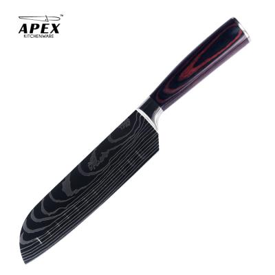 China ODM 7inch Damascus laser santoku oem knife viable meat knife apex/chef knife with pakka wood handle in strong gift box for sale