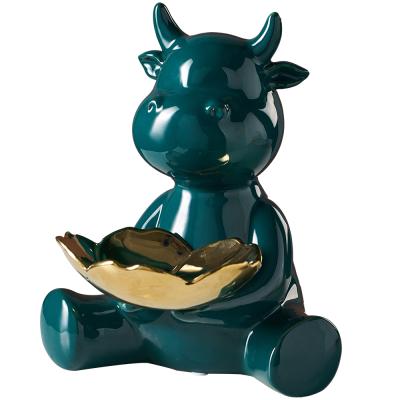 China 2021 Years Storage Piggy Bank Multifunctional Modern Home Decor European Animal Statue Shape Cattle Bull Decorative Symbol for sale