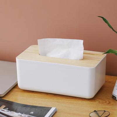 China Art Decor Multi-Function Tissue Box Roll Tube Household Wooden Plastic Paper Storage Boxes for Office Home Office for sale