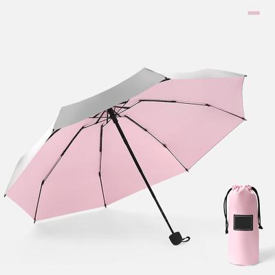 China Custom High-tech Titanium Silver Coating fold umbrella with prints logo en venta